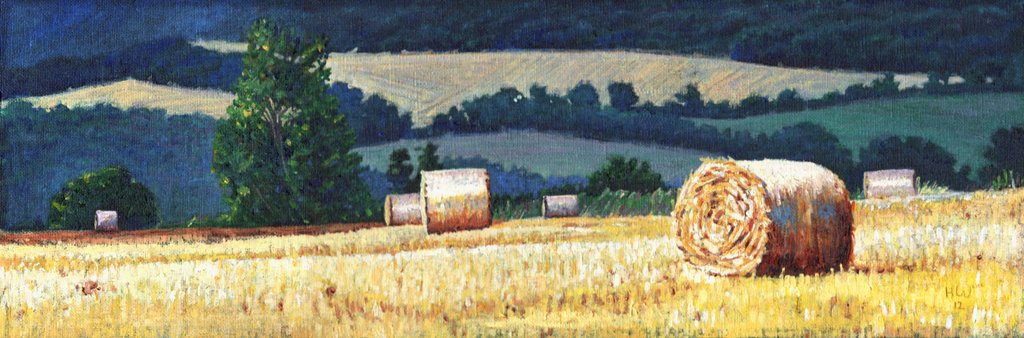 Detail of Haybales on Hillside, 2012, by Helen White