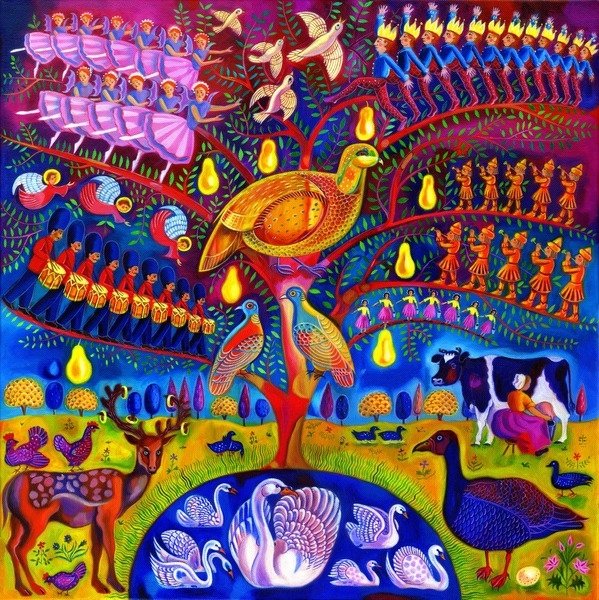 Detail of The Twelve days of Christmas, 2010 by Jane Tattersfield