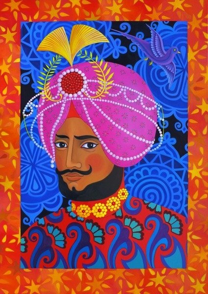 Detail of Maharaja with Pink Turban, 2012 by Jane Tattersfield