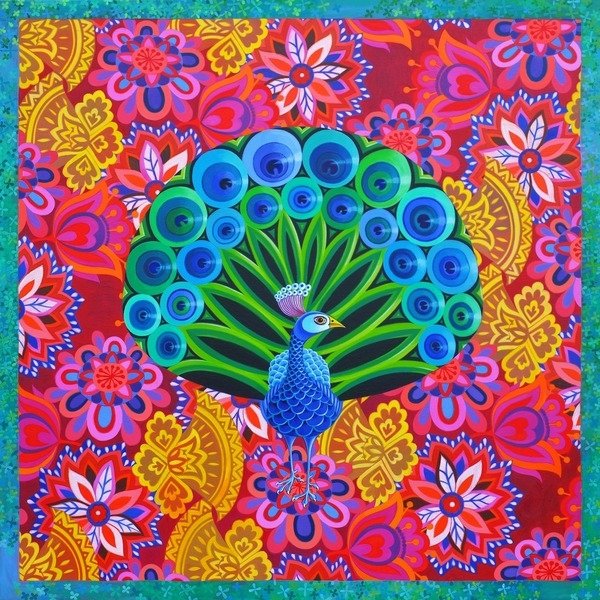 Detail of Peacock and pattern, 2015 by Jane Tattersfield