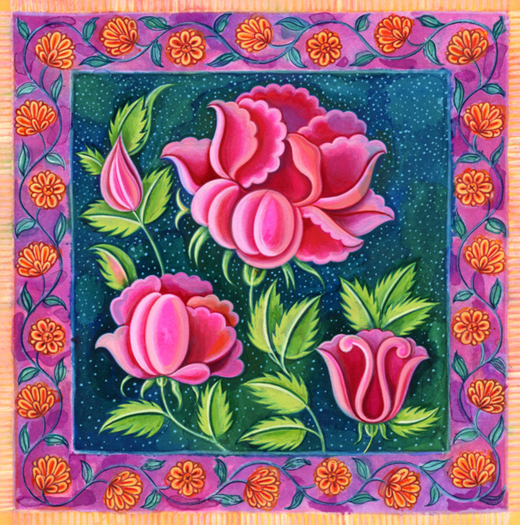 Detail of Pink flowers, 1997 by Jane Tattersfield