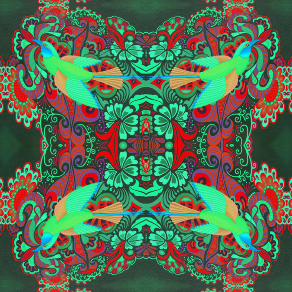 Detail of Flying bird pattern green, 2015 by Jane Tattersfield