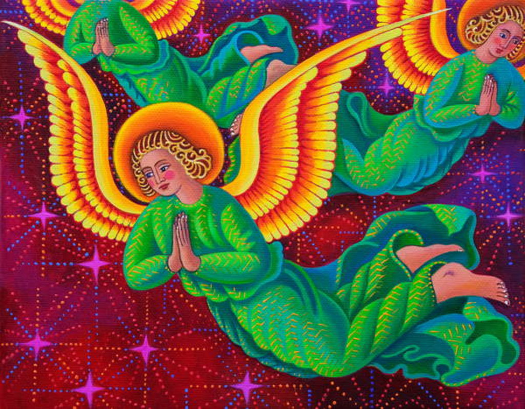 Detail of Angels in green, 2018 by Jane Tattersfield