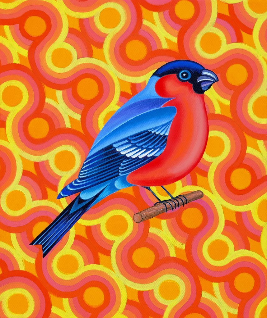 Detail of Bullfinch, 2023 by Jane Tattersfield