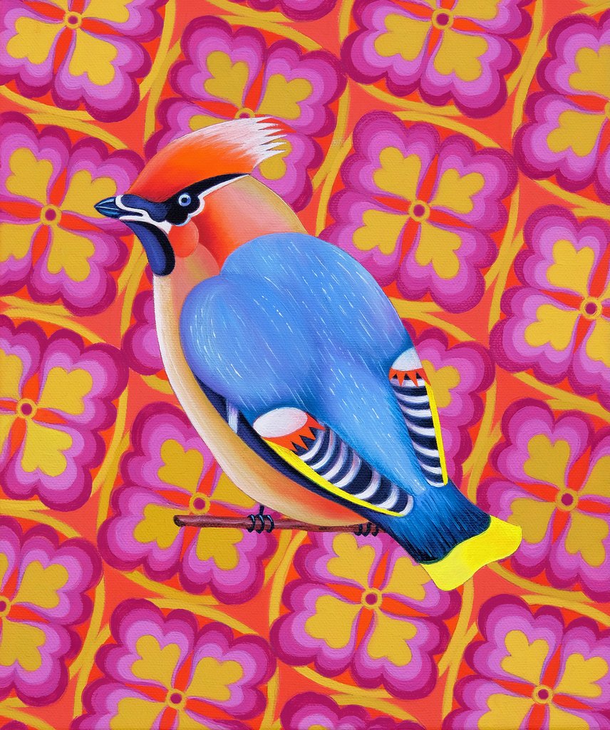 Detail of Waxwing, 2023 by Jane Tattersfield
