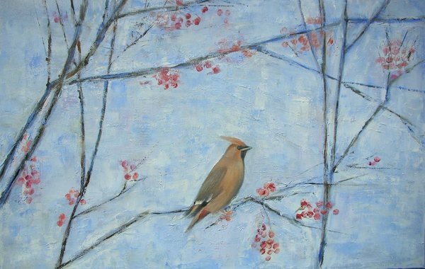 Detail of Waxwing by Ruth Addinall