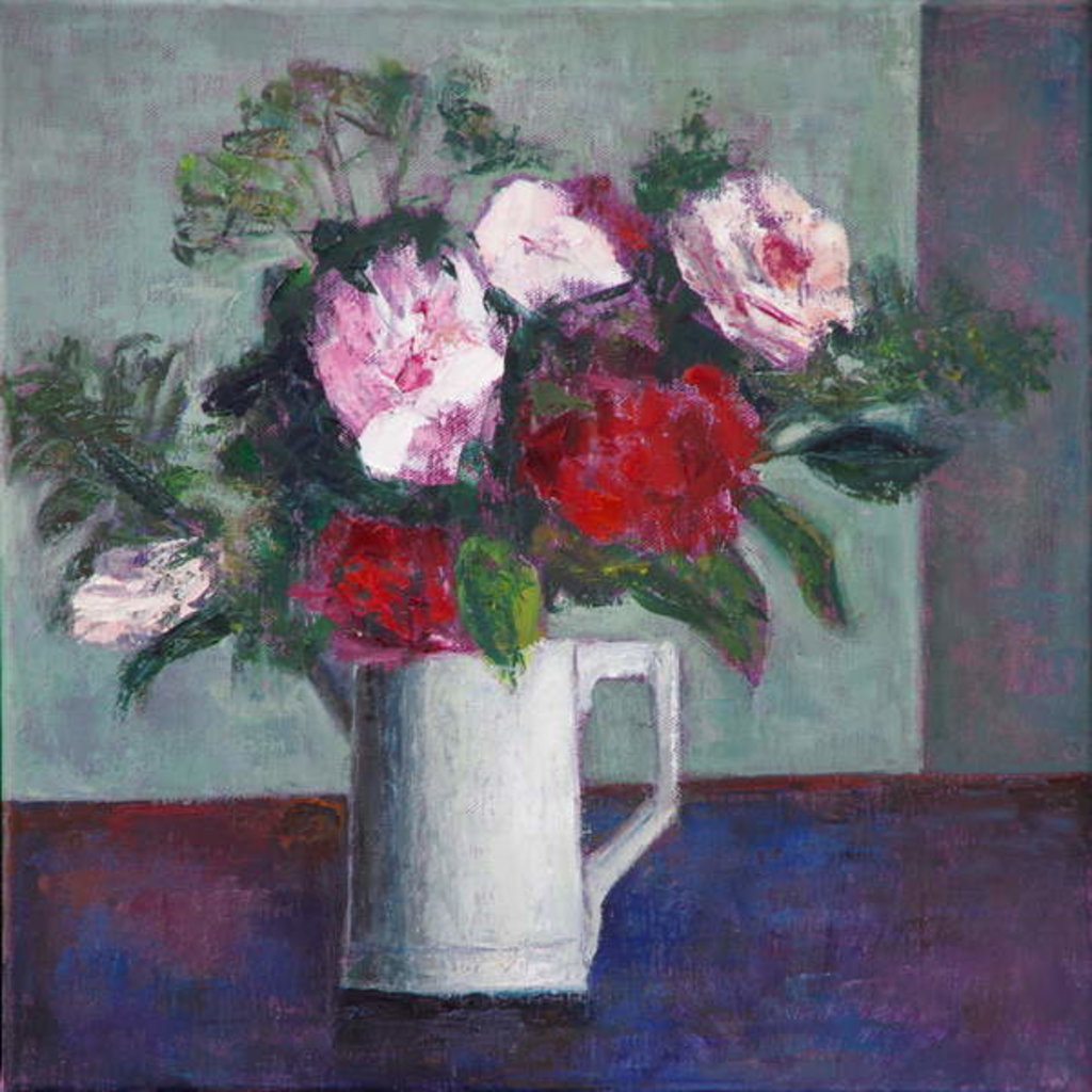 Detail of Red and White Roses, by Ruth Addinall