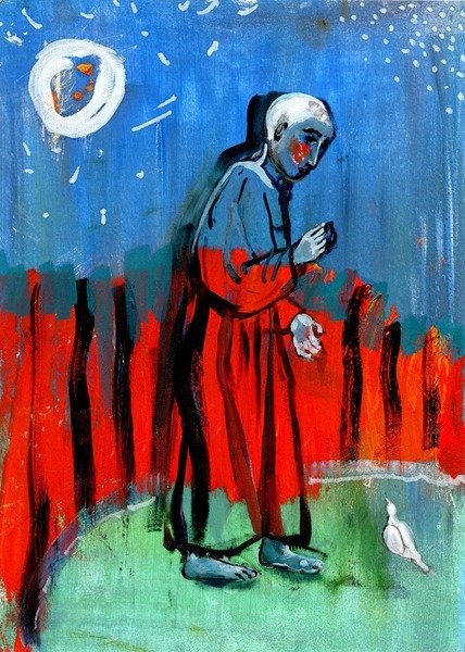 Detail of Feeding The Birds. After Giotto, 2015 by Gigi Sudbury