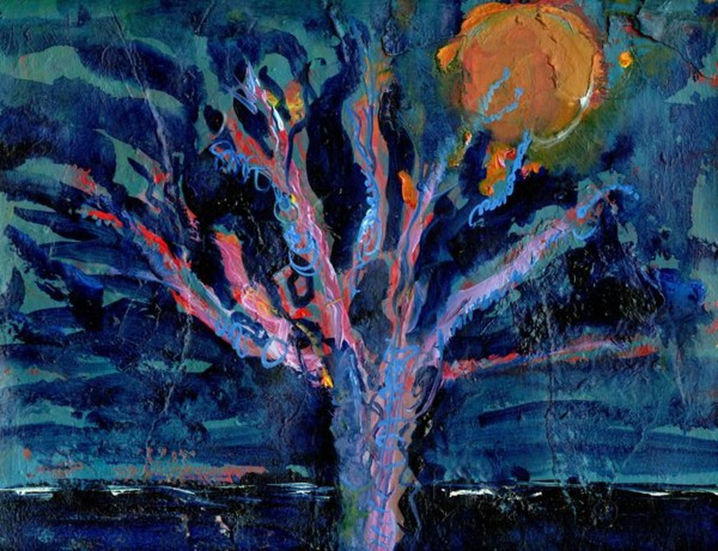 Detail of Tree and Strawberry Moon, 2016 by Gigi Sudbury