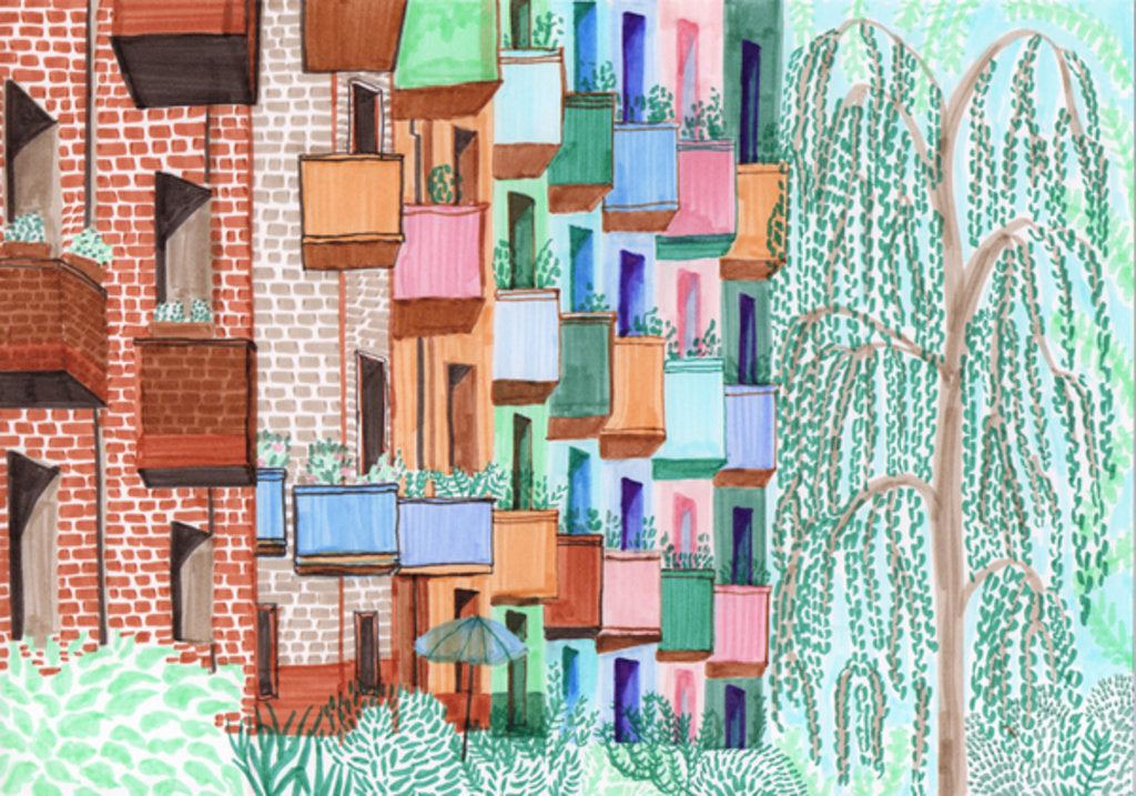 Detail of Balconies of Kreuzberg, 2017 by Charlotte Orr