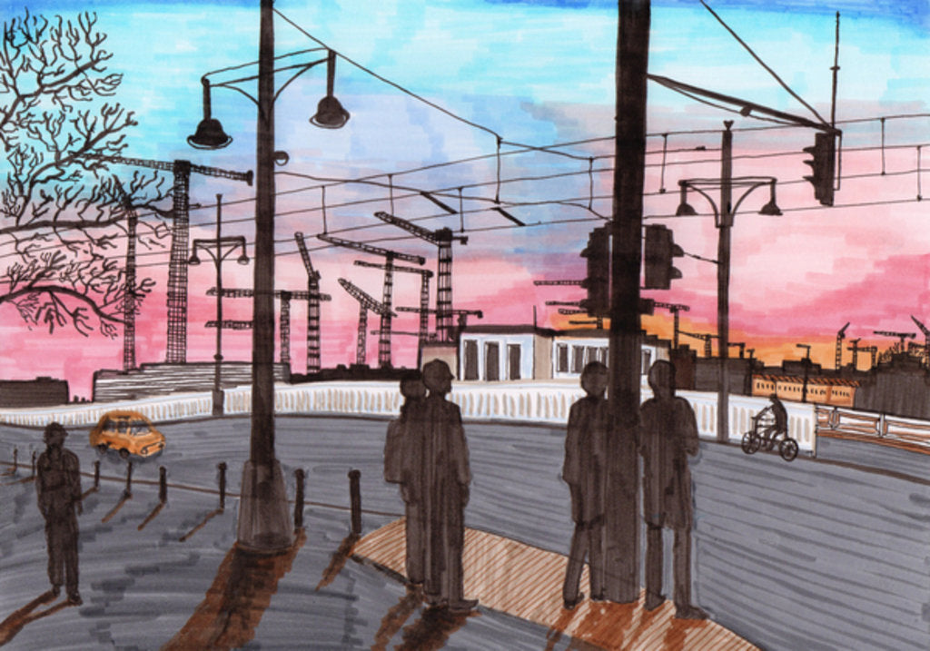 Detail of Cranes at Warschauer Straße, 2017 by Charlotte Orr