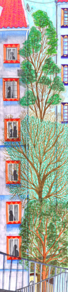 Detail of Three trees, 2017 by Charlotte Orr