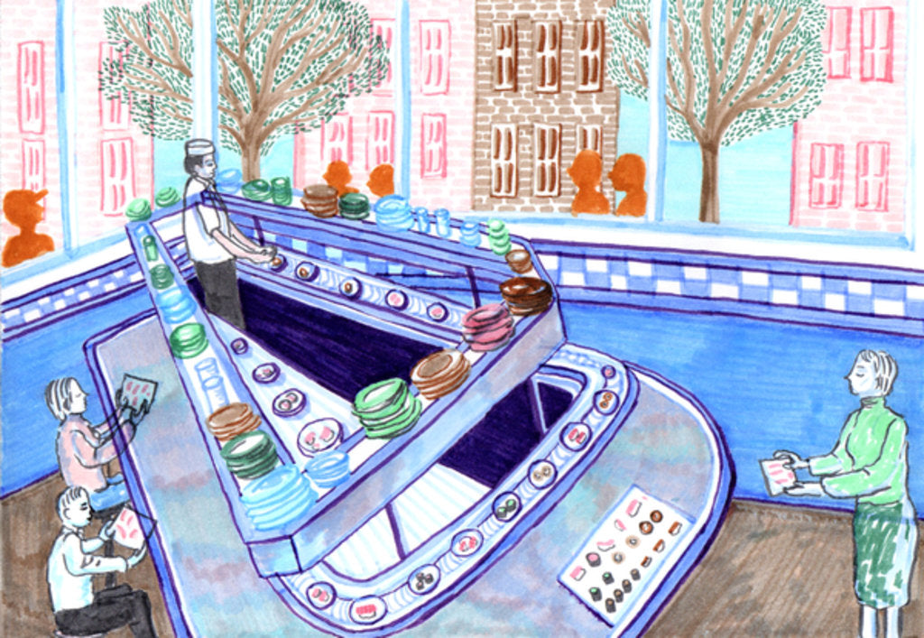 Detail of Sushi Bar, 2017 by Charlotte Orr