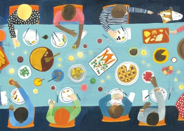 Detail of Dinner party, 2015 by Grace Helmer