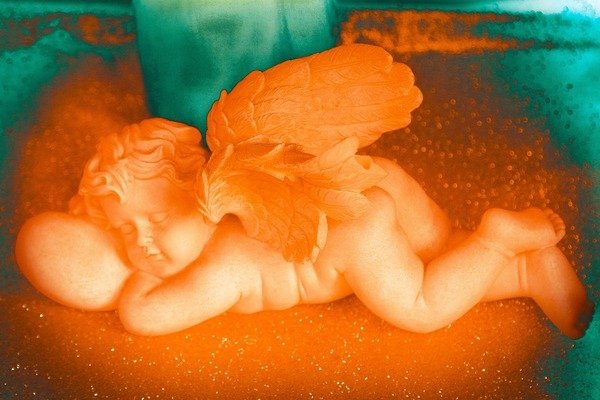 Detail of Golden Cherub, 2016 by Joy Lions