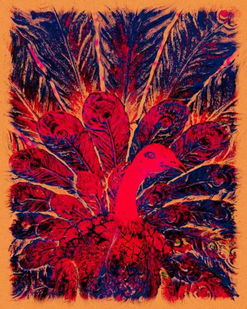 Detail of Bahaullah's Golden Peacock, 2016 by Joy Lions