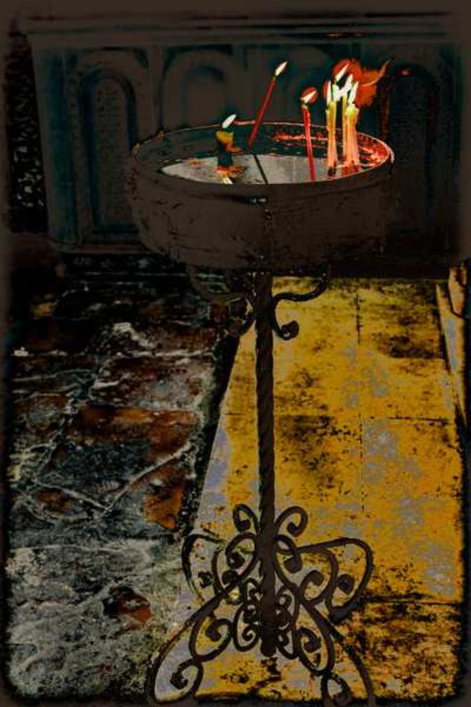 Detail of Devotional Candles; from the series Church of the Holy Sepulchre, 2016 by Joy Lions