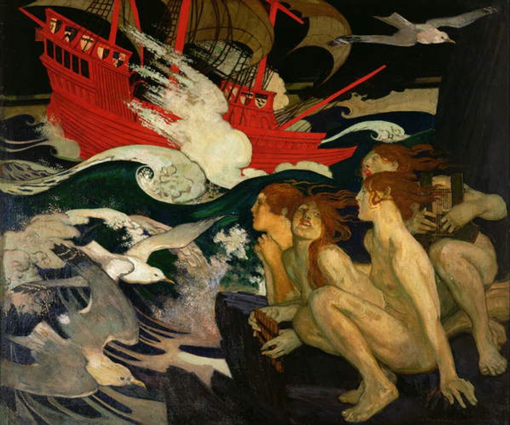 Detail of The Sirens by Maurice Greiffenhagen
