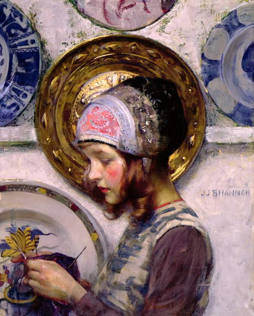 Detail of The Purple Stocking by James Jebusa Shannon