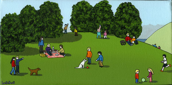 Detail of Picnic on the Hill, 2015 by Lee Sellers