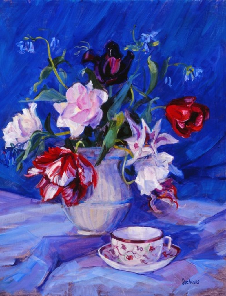 Detail of Tulips from my garden, 1995 by Sue Wales