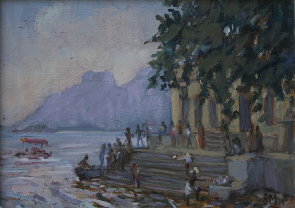 Detail of Washing on the steps at Udaipur, 2012 by Sue Wales
