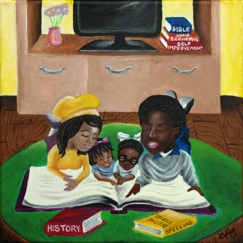 Detail of A Family that Reads Together, 2015 by Chris Fabor