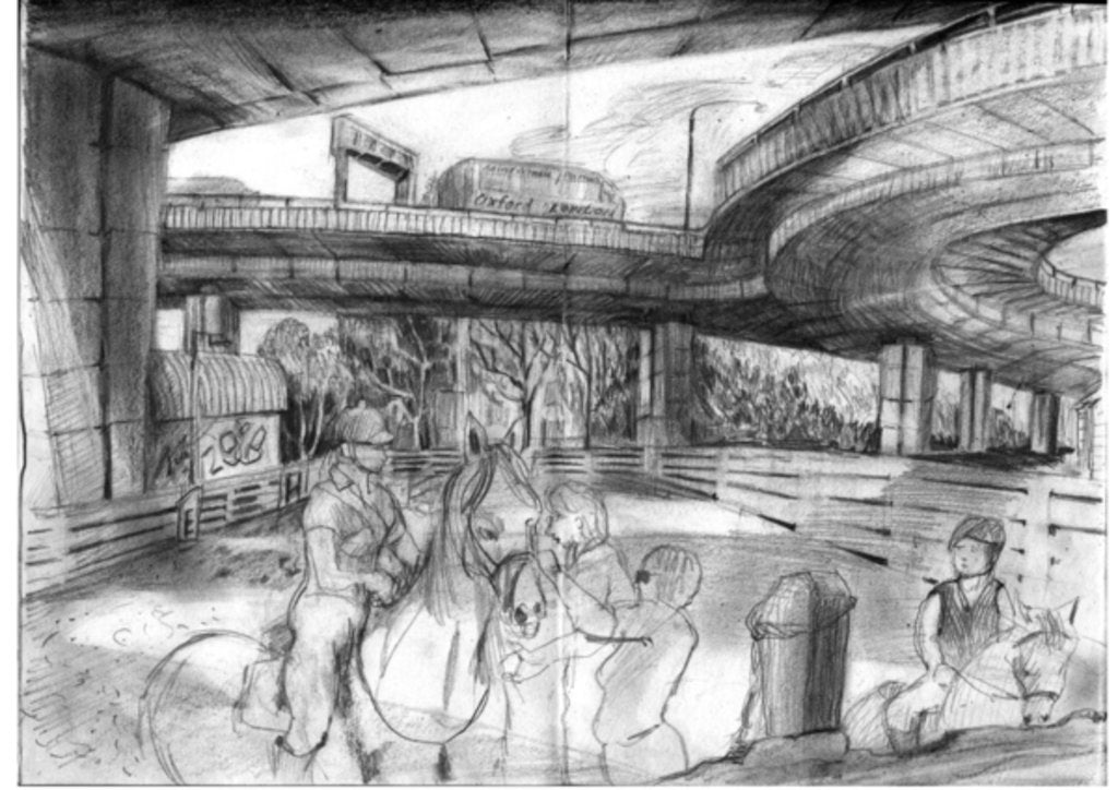 Detail of Horseriding under the Westway, 2009 by Mary Kuper