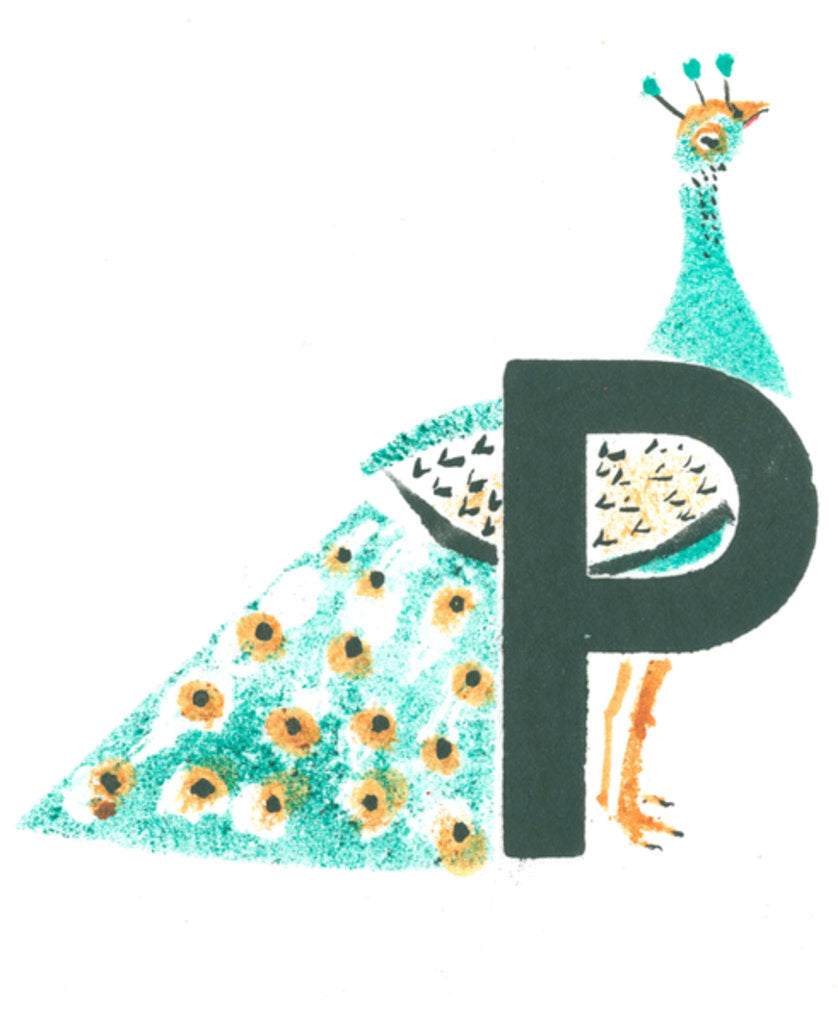 Detail of P is for peacock, 2015 by Mary Kuper