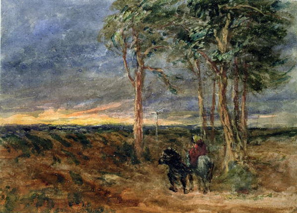 Detail of Travellers Approaching a Signpost on a Heath, 1851 by David Cox