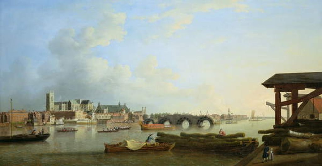Detail of The Building of Westminster Bridge, 1749 by Samuel Scott