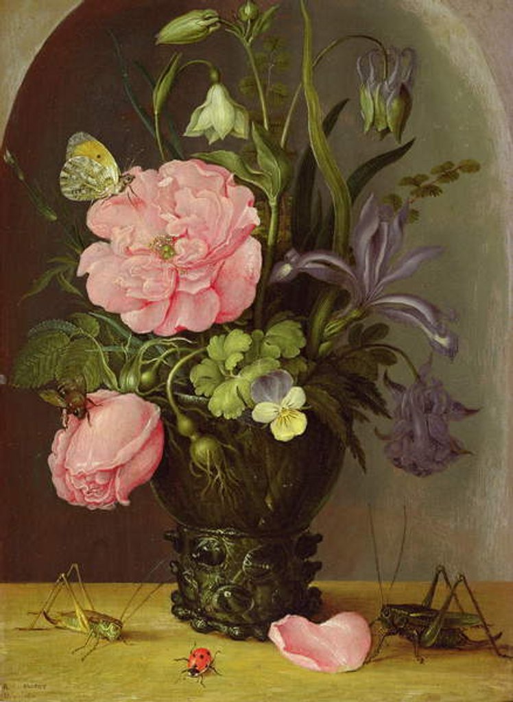 Detail of A Vase of Flowers, 1611 by Roelandt Jacobsz. Savery