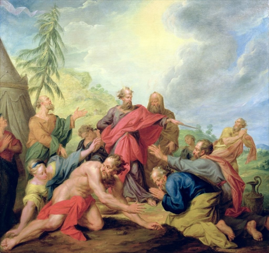 Detail of Moses Striking the Rock by Nicolas Bertin