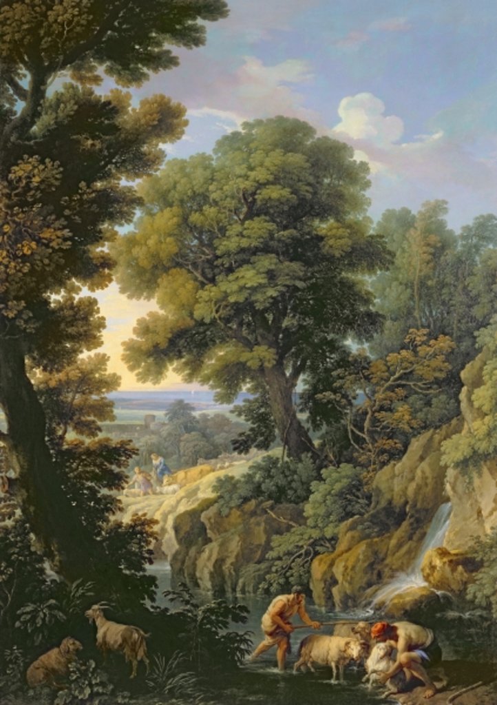 Detail of A Landscape in Latium with Shepherds by Andrea Locatelli