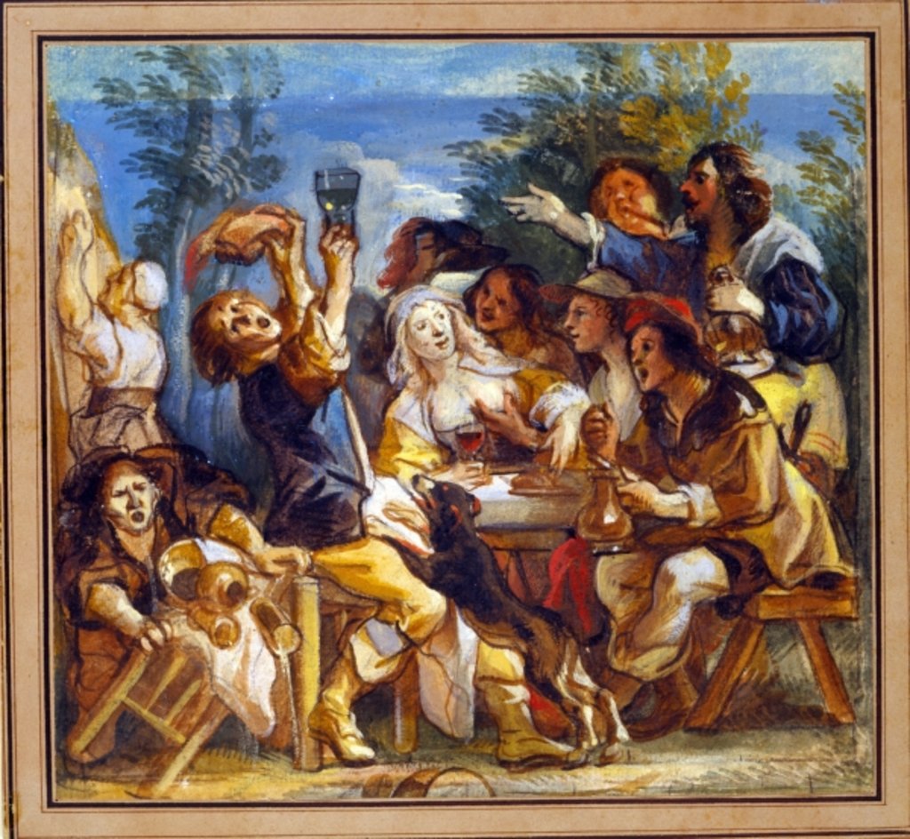Detail of A Party Drinking Outside an Inn by Jacob Jordaens
