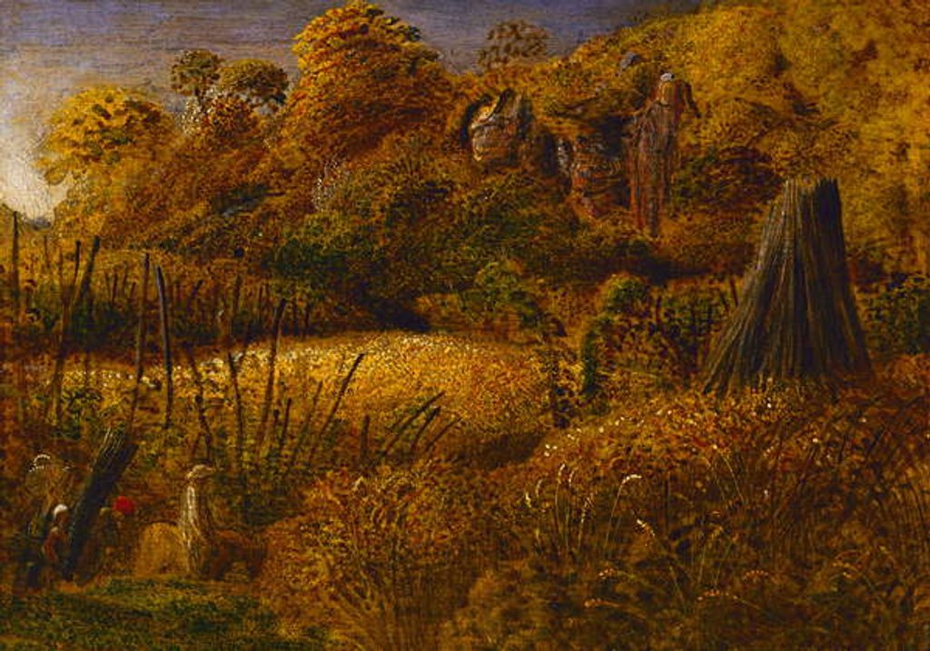 Detail of Scene at Underriver, Kent or The Hop Garden by Samuel Palmer