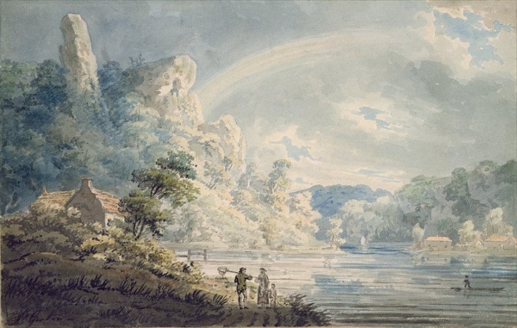 Detail of Scene near the New Weir, Monmouthshire by Thomas Girtin