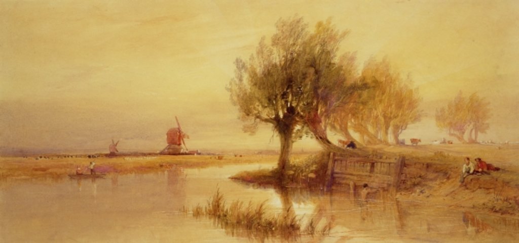 Detail of On the Norfolk Broads, Evening by Edward Duncan