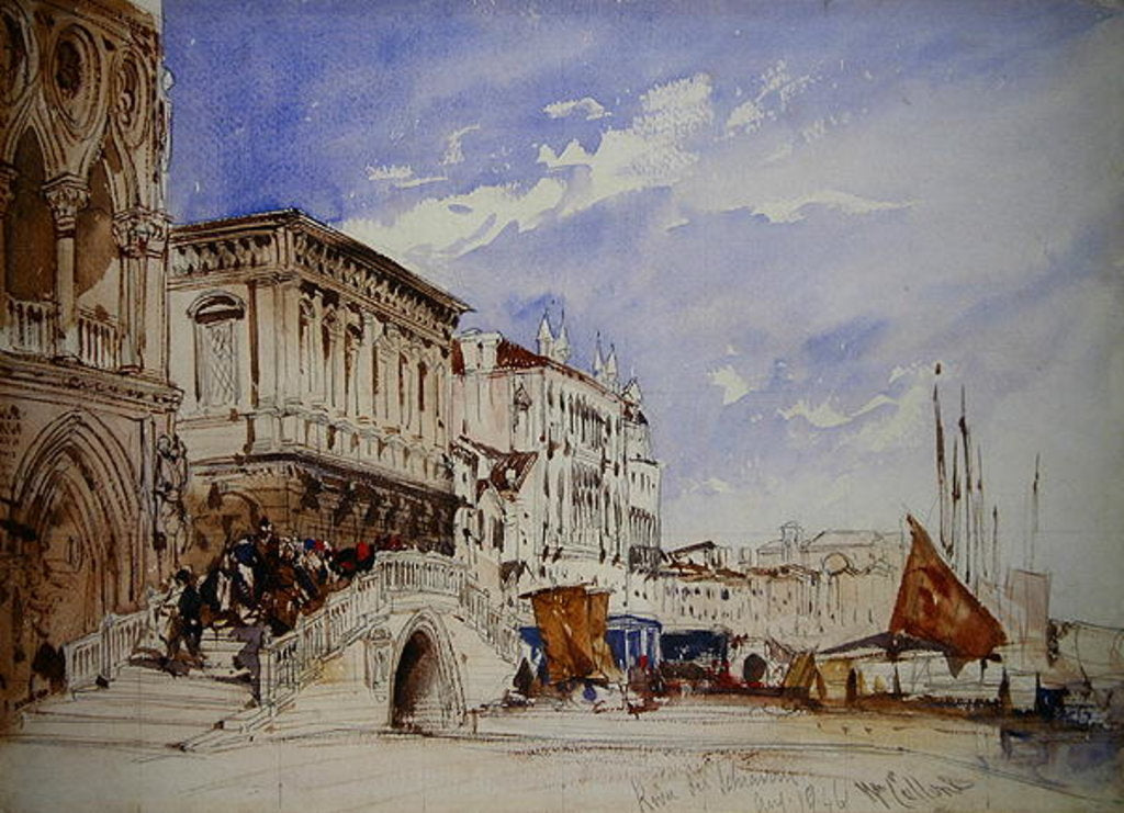 Detail of Riva degli Schiavoni, Venice, 1846 by William Callow