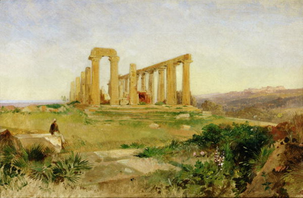 Detail of Temple of Agrigento by Edward Lear