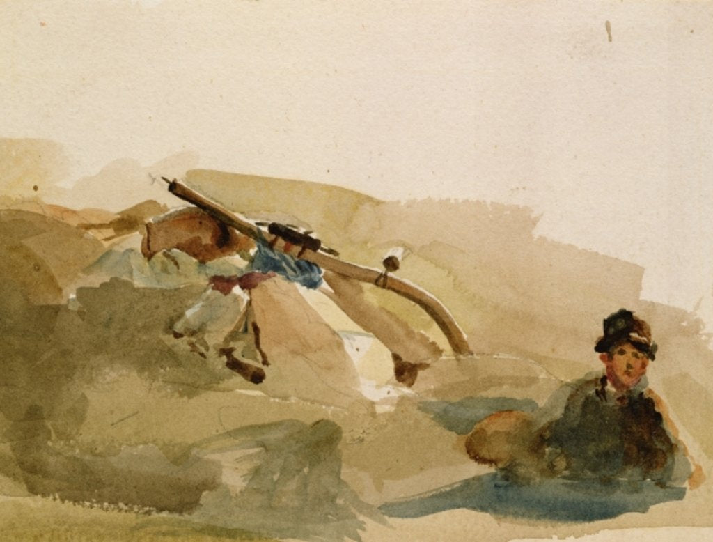 Detail of Harvester Resting in the Fields by Peter de Wint