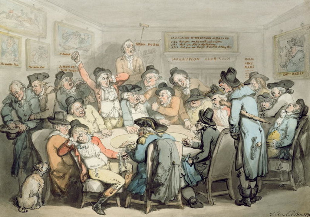 Detail of The Subscription Club Room by Thomas Rowlandson