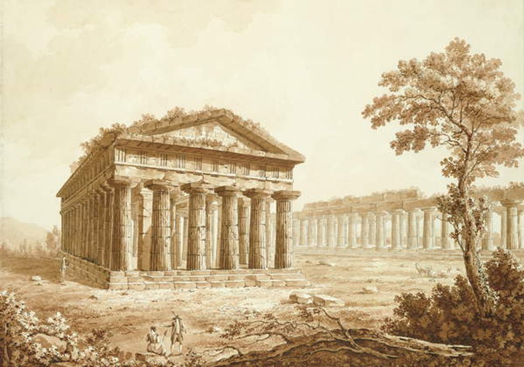 Detail of The Temple of Neptune and the Basilica at Paestum by Franz Kaisermaan