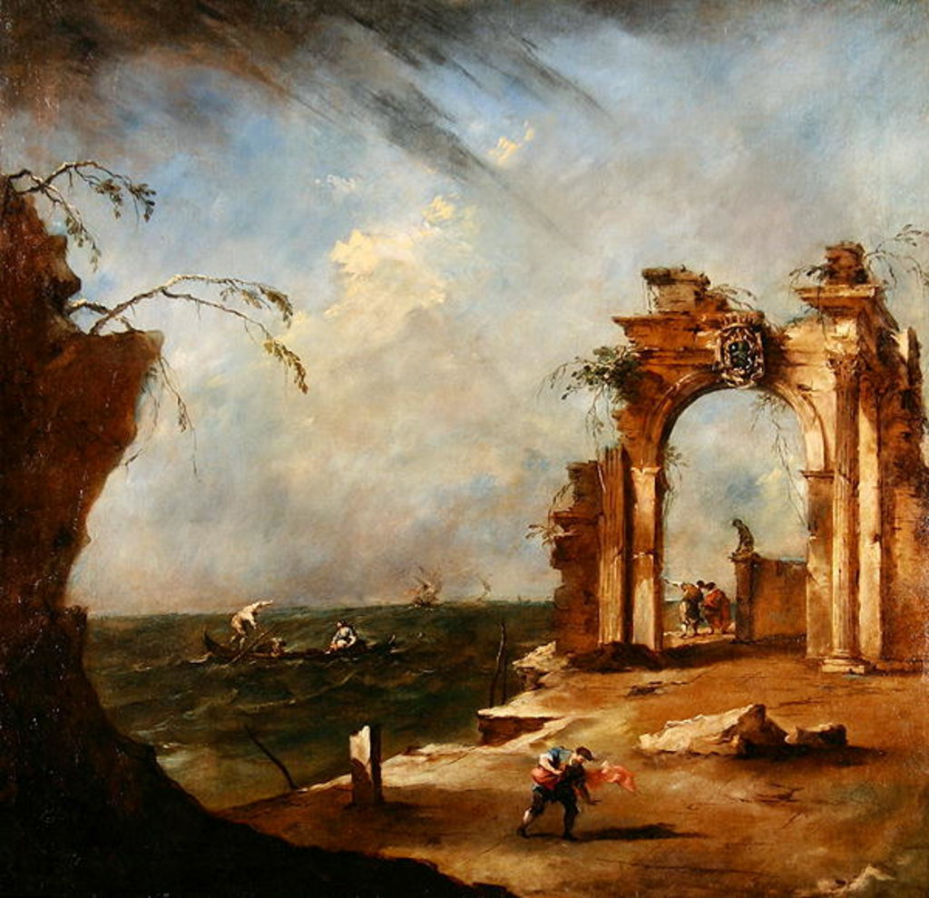 Detail of Capriccio with a Ruined Arch, 18th century by Francesco Guardi