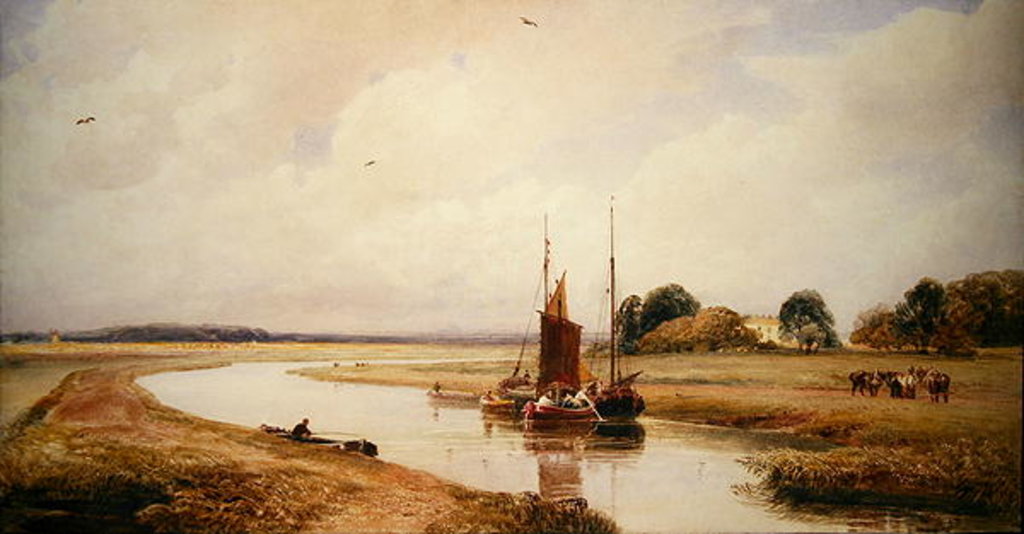 Detail of Langrick Ferry on the River Witham near Boston, Lincolnshire by Peter de Wint