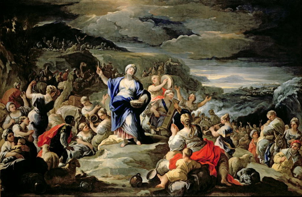 Detail of The Song of Miriam by Luca Giordano