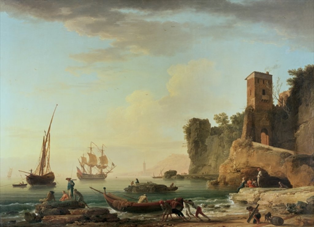 Detail of The Port of Genoa by Claude Joseph Vernet