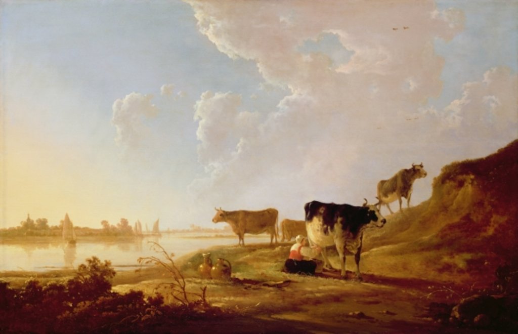 Detail of Cows near a River by Aelbert Cuyp