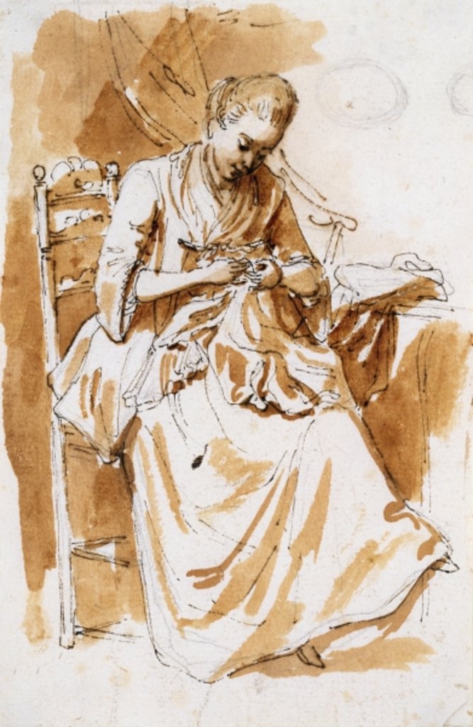 Detail of The Embroiderer by Etienne de Lavallee-Poussin