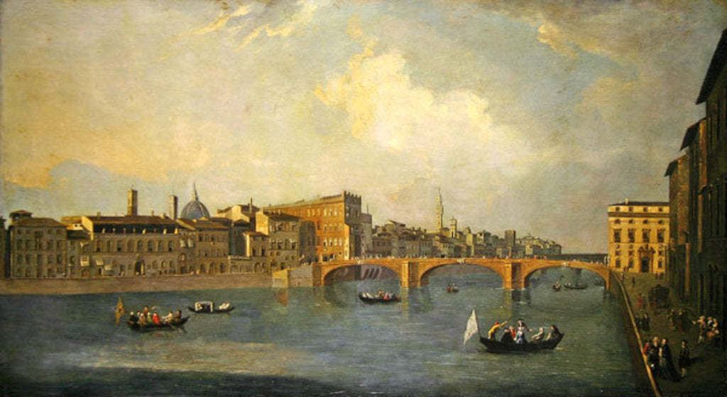 Detail of View of the Arno with Ponte Santa Trinita by Thomas Patch